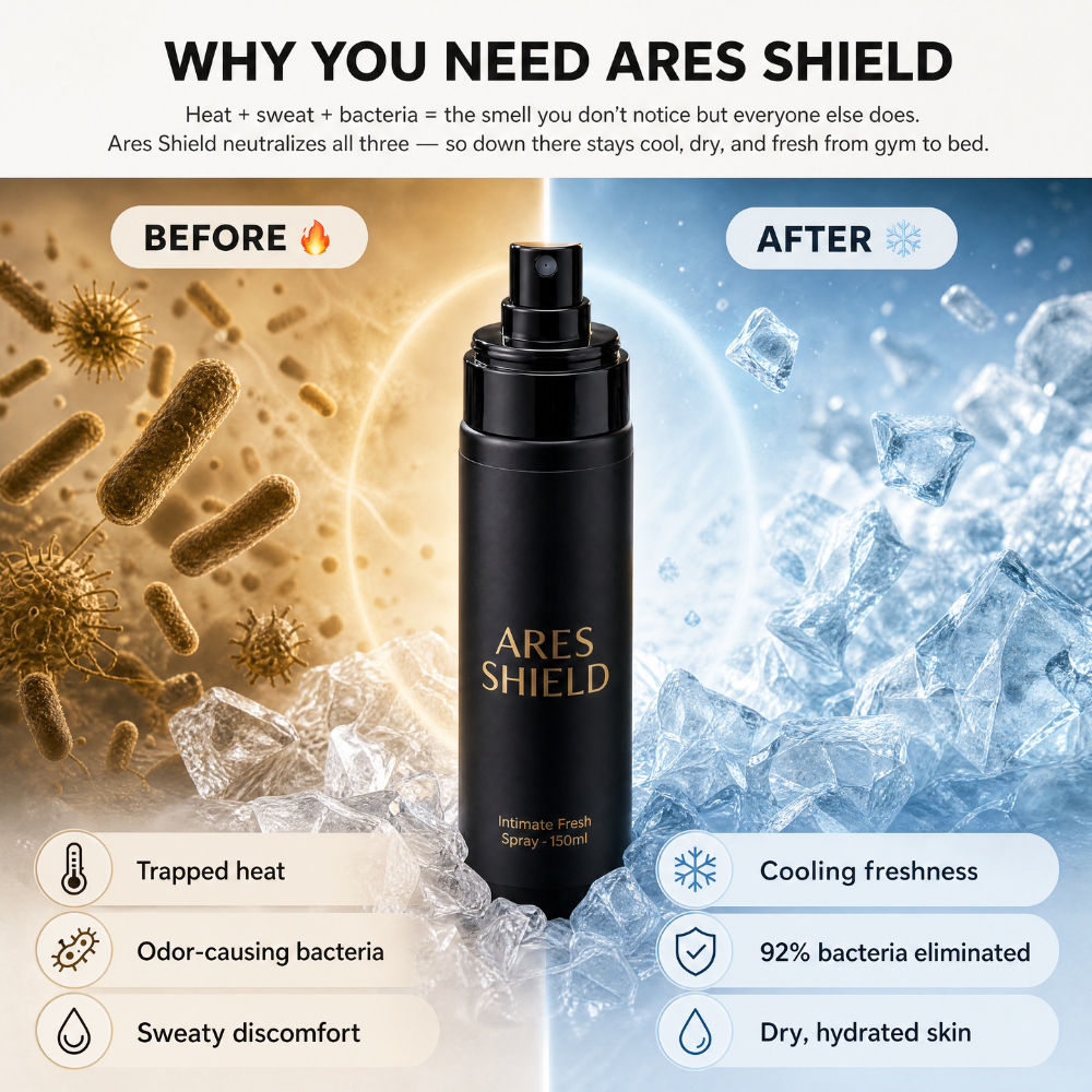 ARES Shield - Spray íntimo protector antibacteriano para hombre